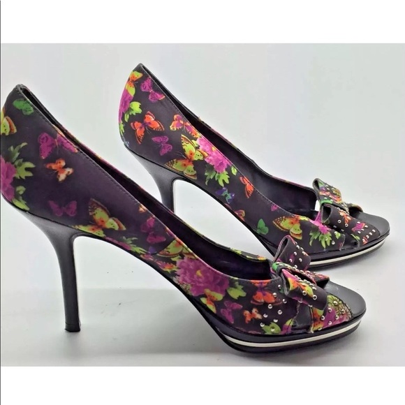 BCBG Cute Floral Pin-Up-Girl Style Stiletto Heels - Picture 8 of 10